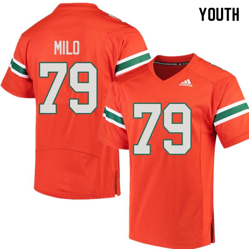 Youth Miami Hurricanes #79 Bar Milo College Football Jerseys Sale-Orange - Click Image to Close